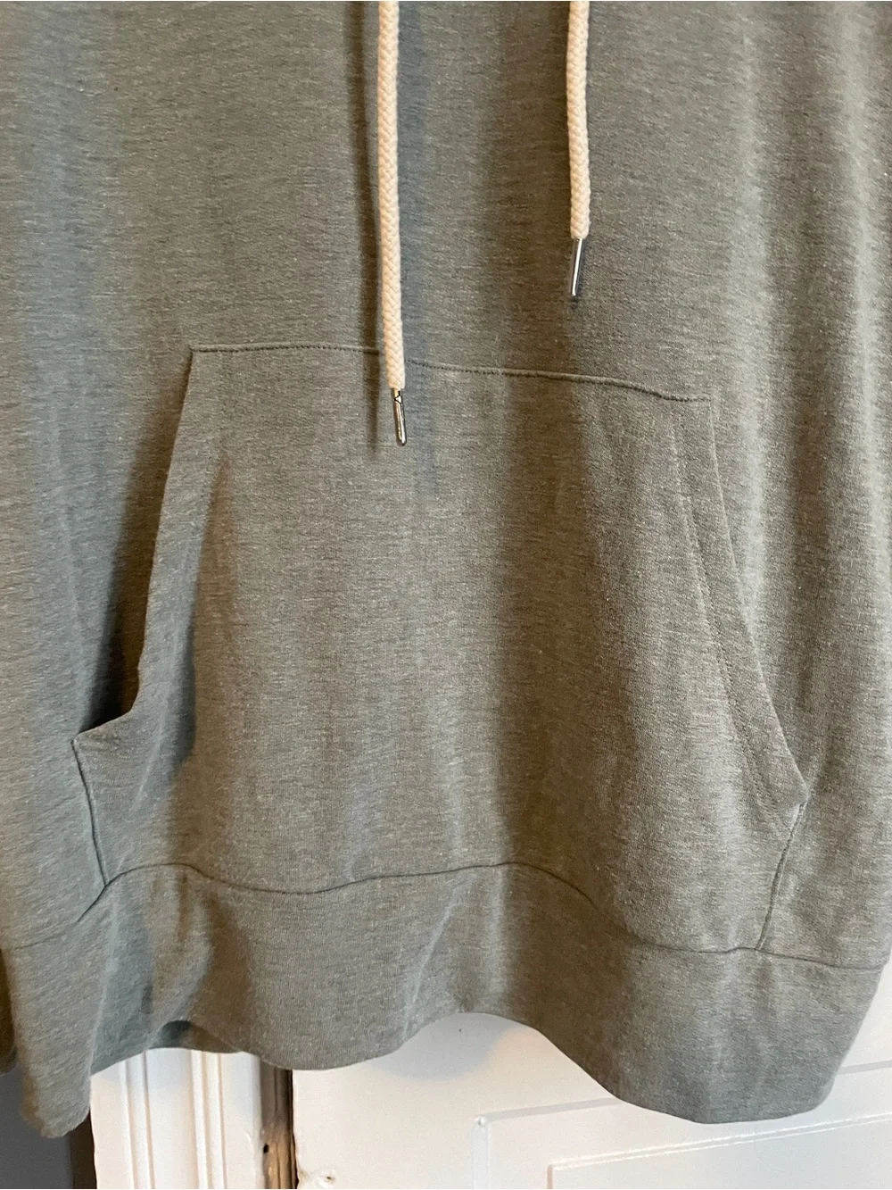 Kaileigh Olive Green Pullover Hoodie with Cream Drawstrings - Picture 4 of 5